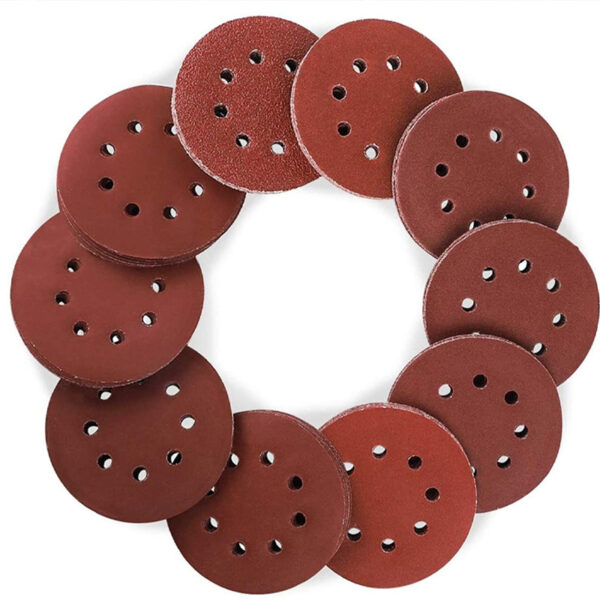 Set 100 discuri smirghel abraziv pentru polizor orbital P100, 125 mm, cu 8 gauri și prindere Velcro